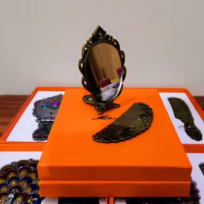 Vintage Peacock Mirror & Comb Gift Set