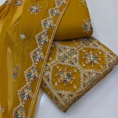 Phulkari  Style Three Piece Suit