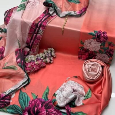 Luxurious Floral Silk Suit