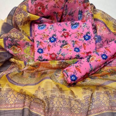 Swiss Jacquard digital print 3 pcs shirt