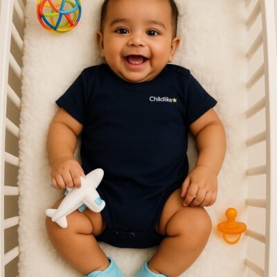 Navy Blue Baby Romper Unisex