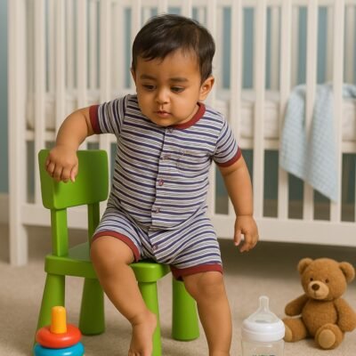 Multicolor Striped Baby Romper