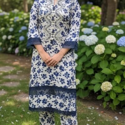 Azure Petal Printed 2-Piece Suit